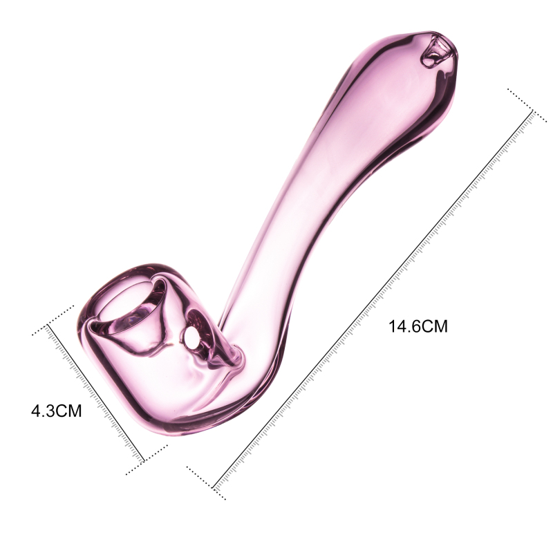 pink color 14.6cm length glass pipe