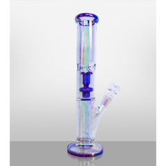 purple flower inside glass water bong