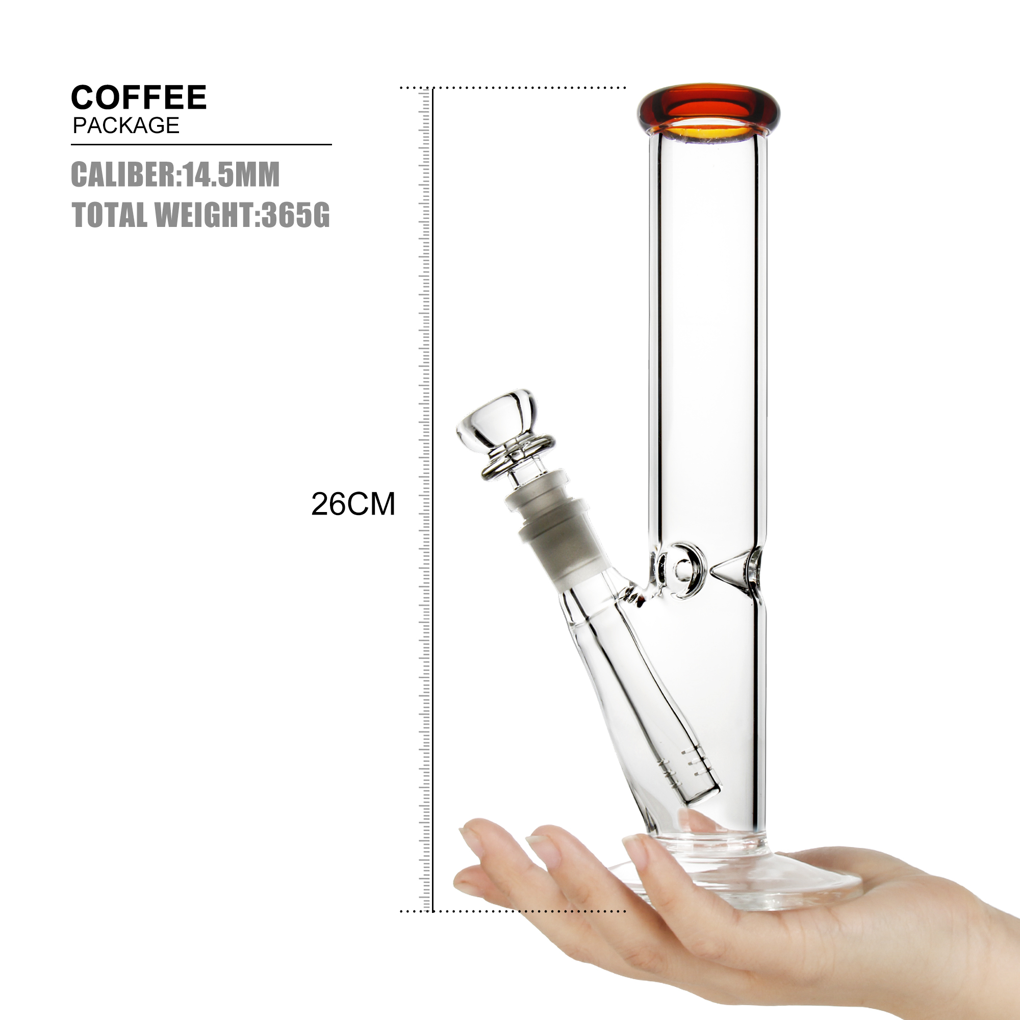 26cm height glass water bong for smoking