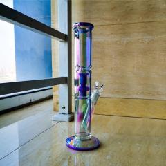 purple flower inside glass water bong