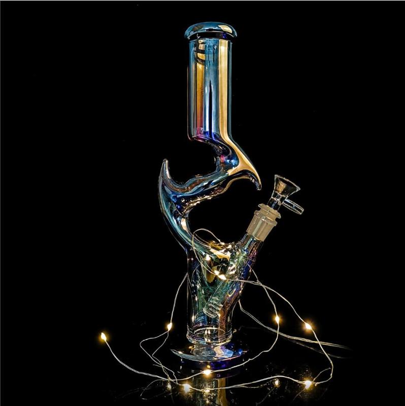 clear electroplate 31cm high glass smoking bong