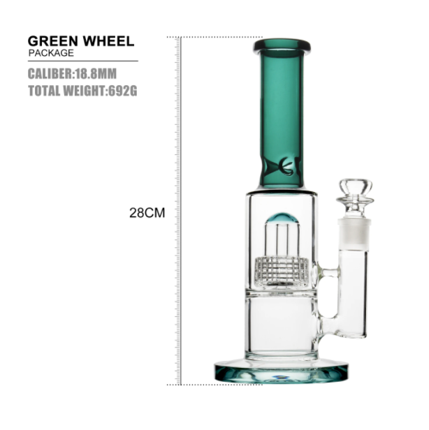 green and clear filter inside glass bong