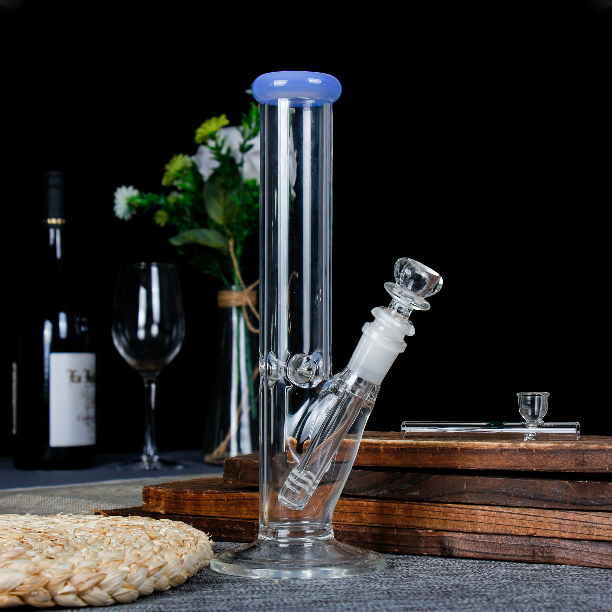 good quality blue head clear body water bong