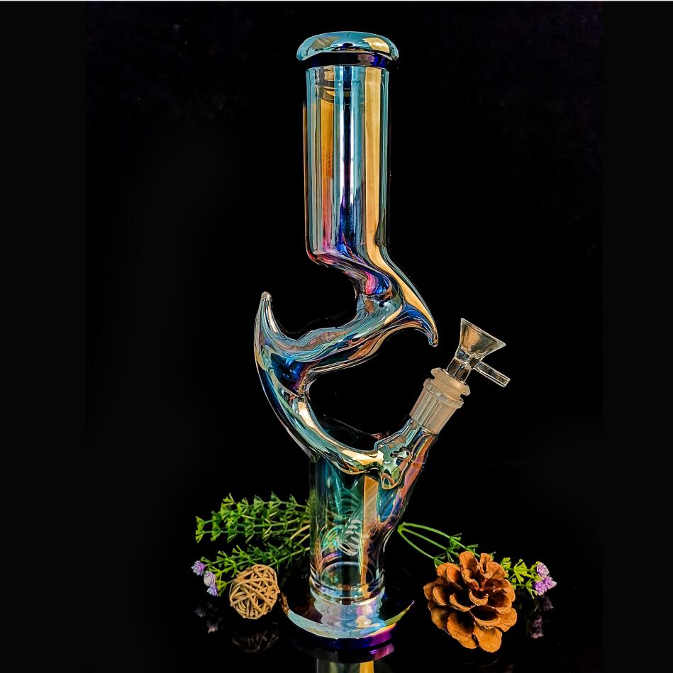 clear electroplate 31cm high glass smoking bong