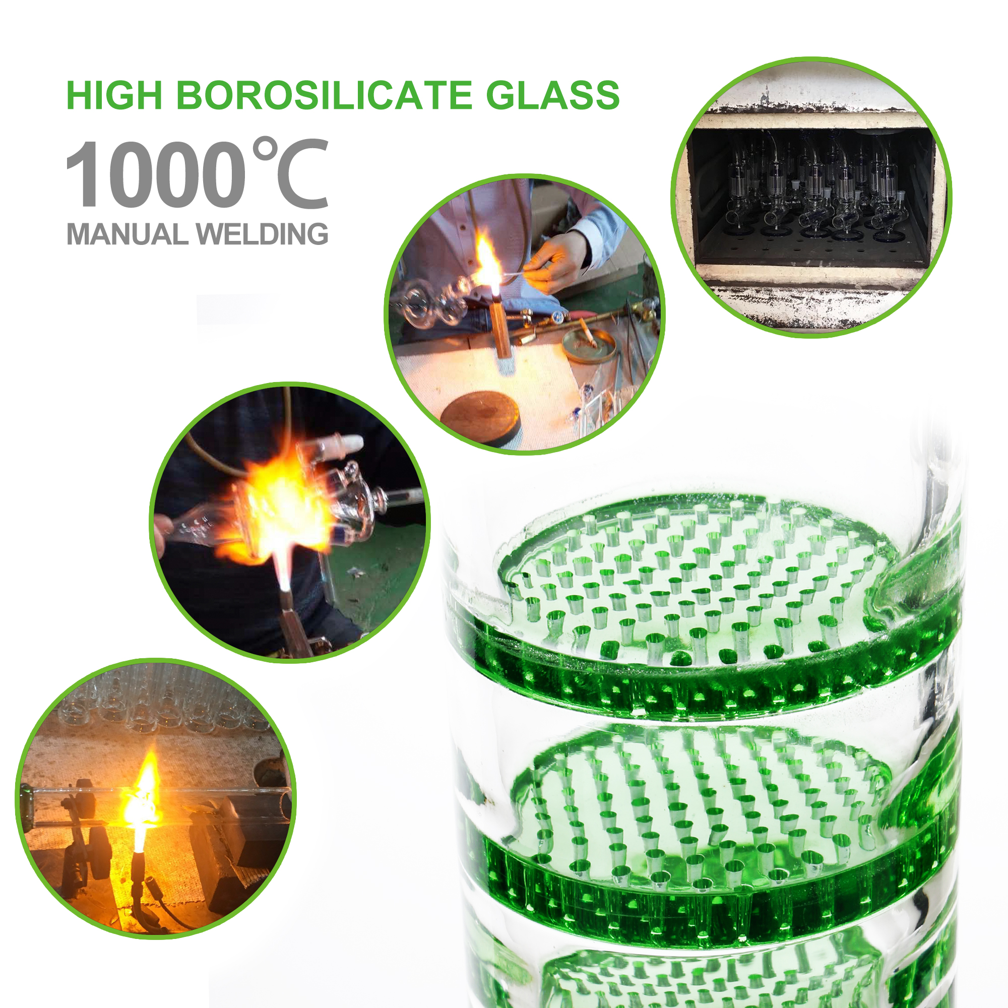 six circle glass filter inside smoking water bong