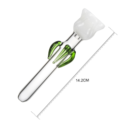 flower with green leaf 14.2cm glass pipe
