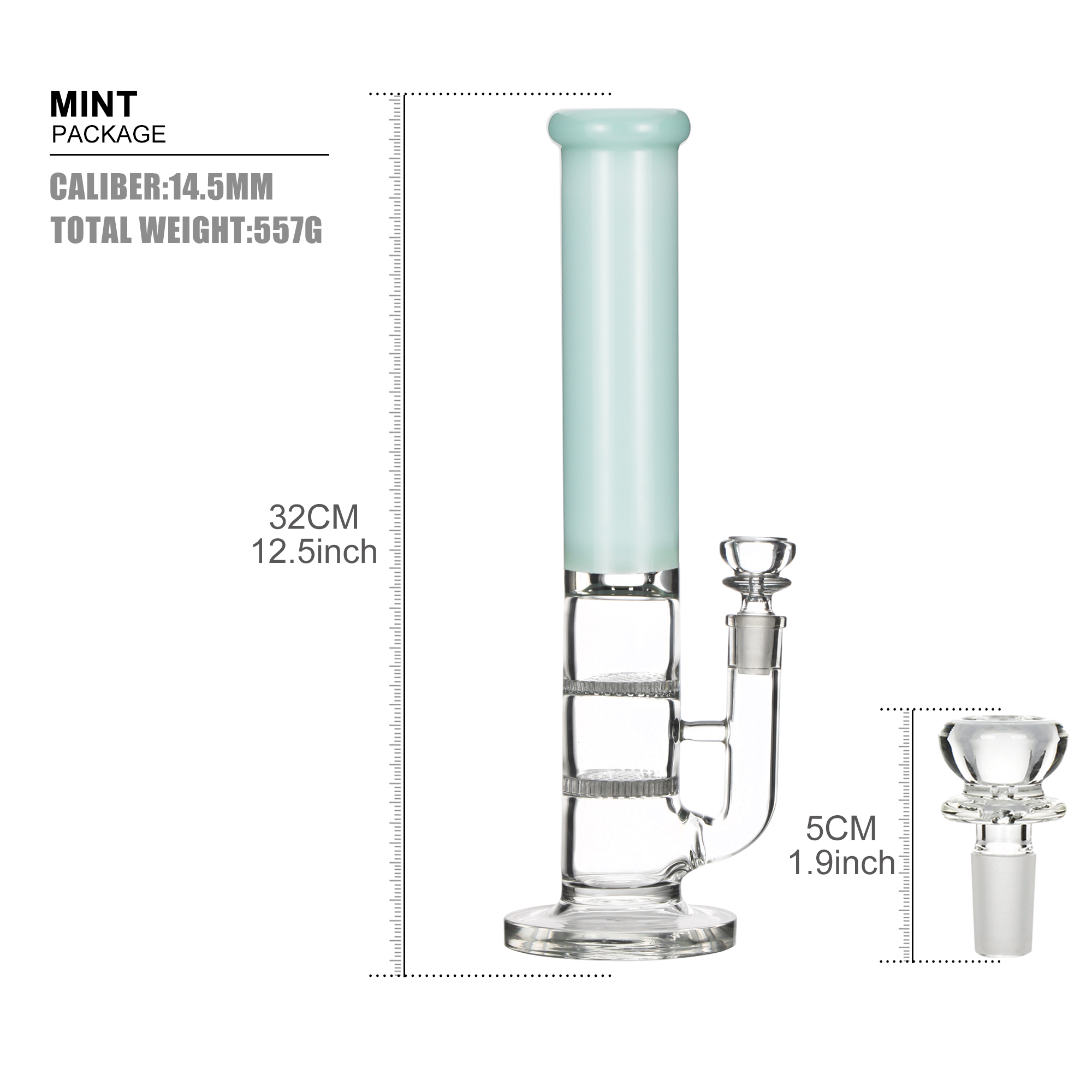 light green half and clear half glass bong