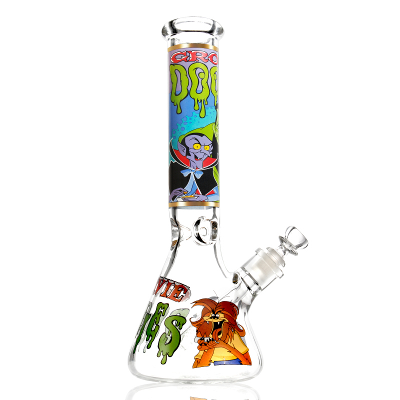 green goast decaled glass water bong