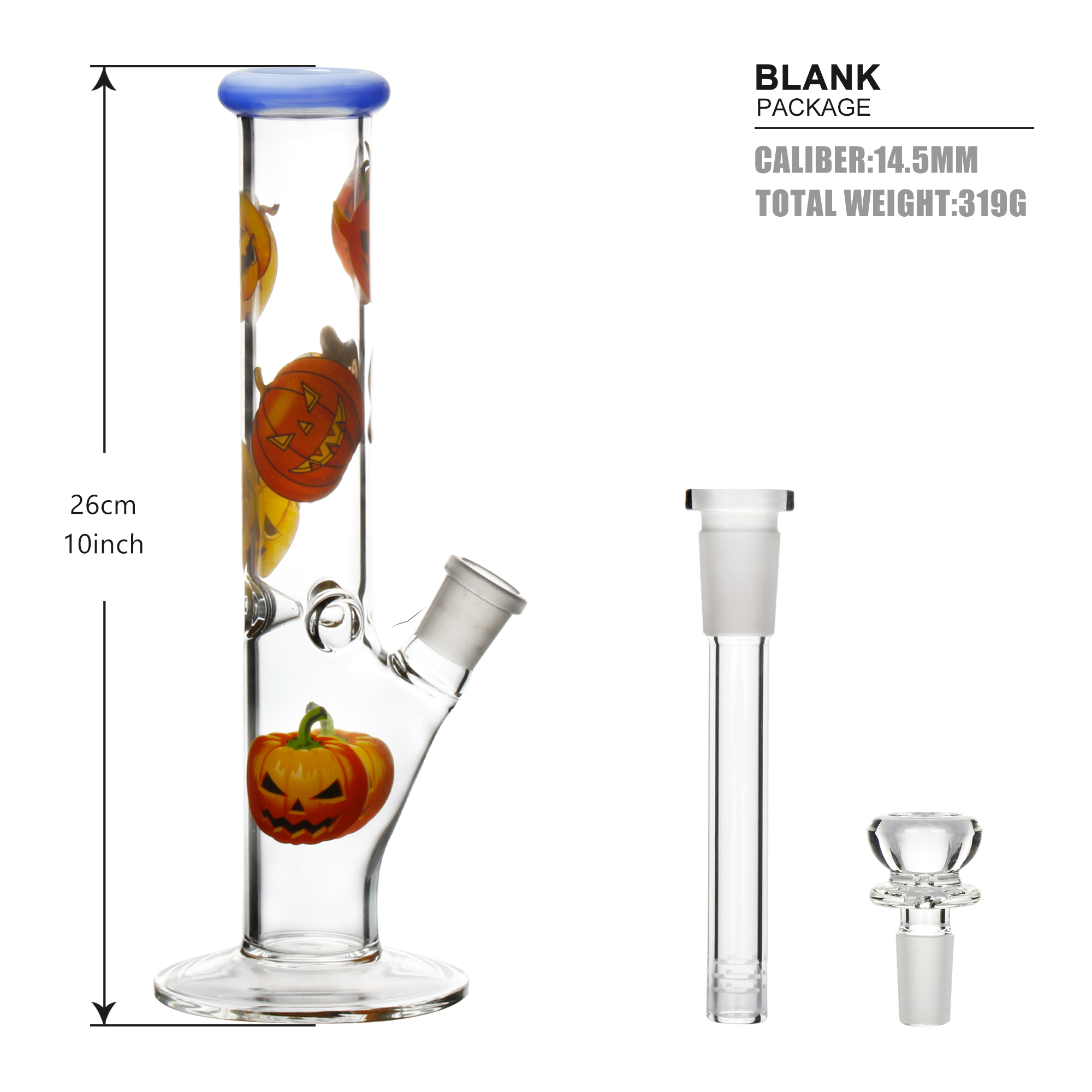 10 inches straight style glass smoking bong