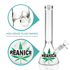 reanice brand green leaves glass beaker bong