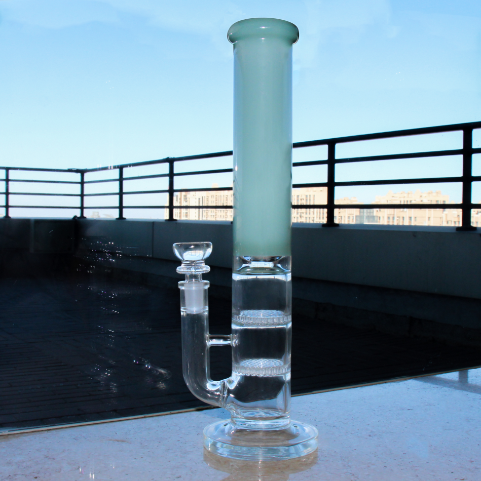 light green half and clear half glass bong