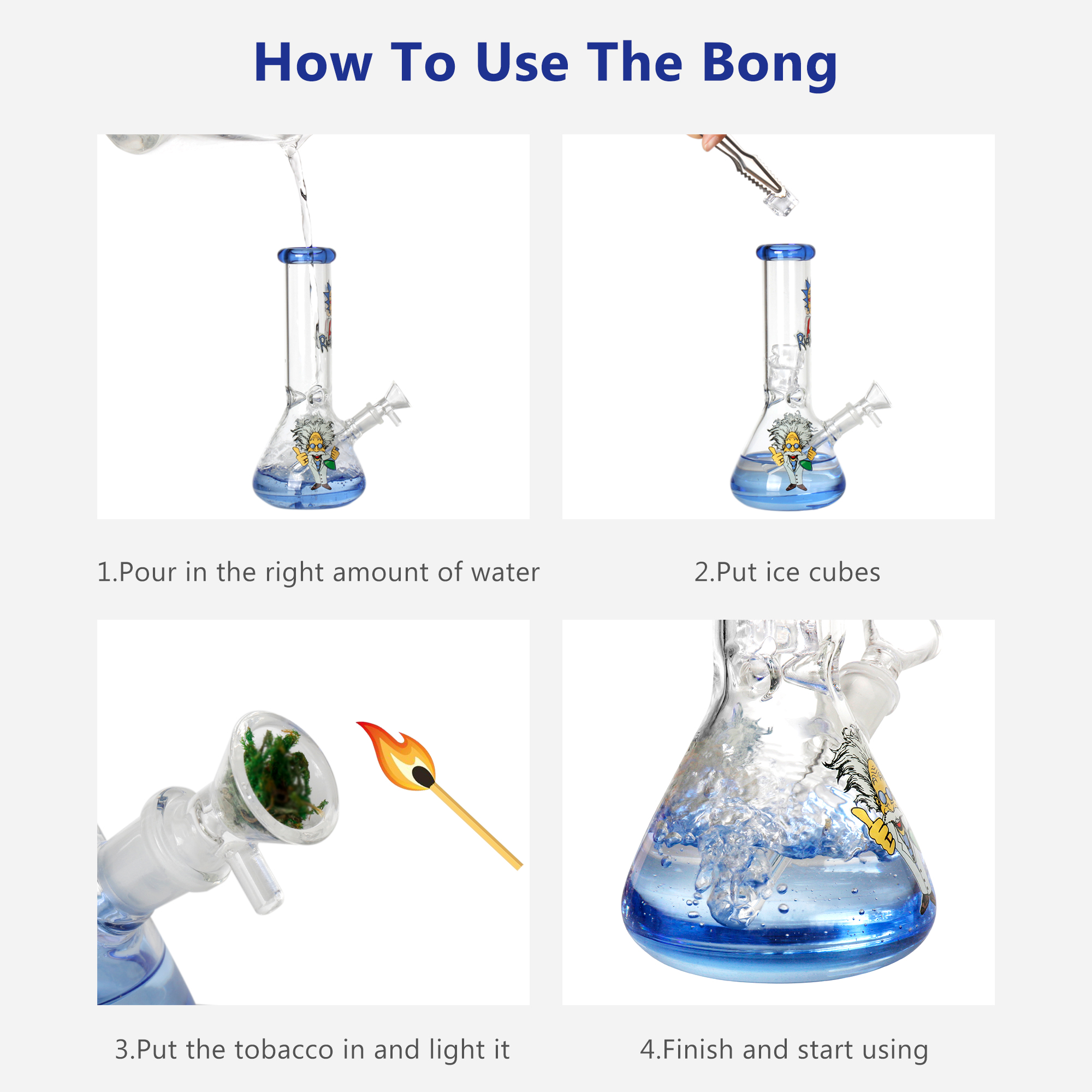 magician decal glass water bong for smoking