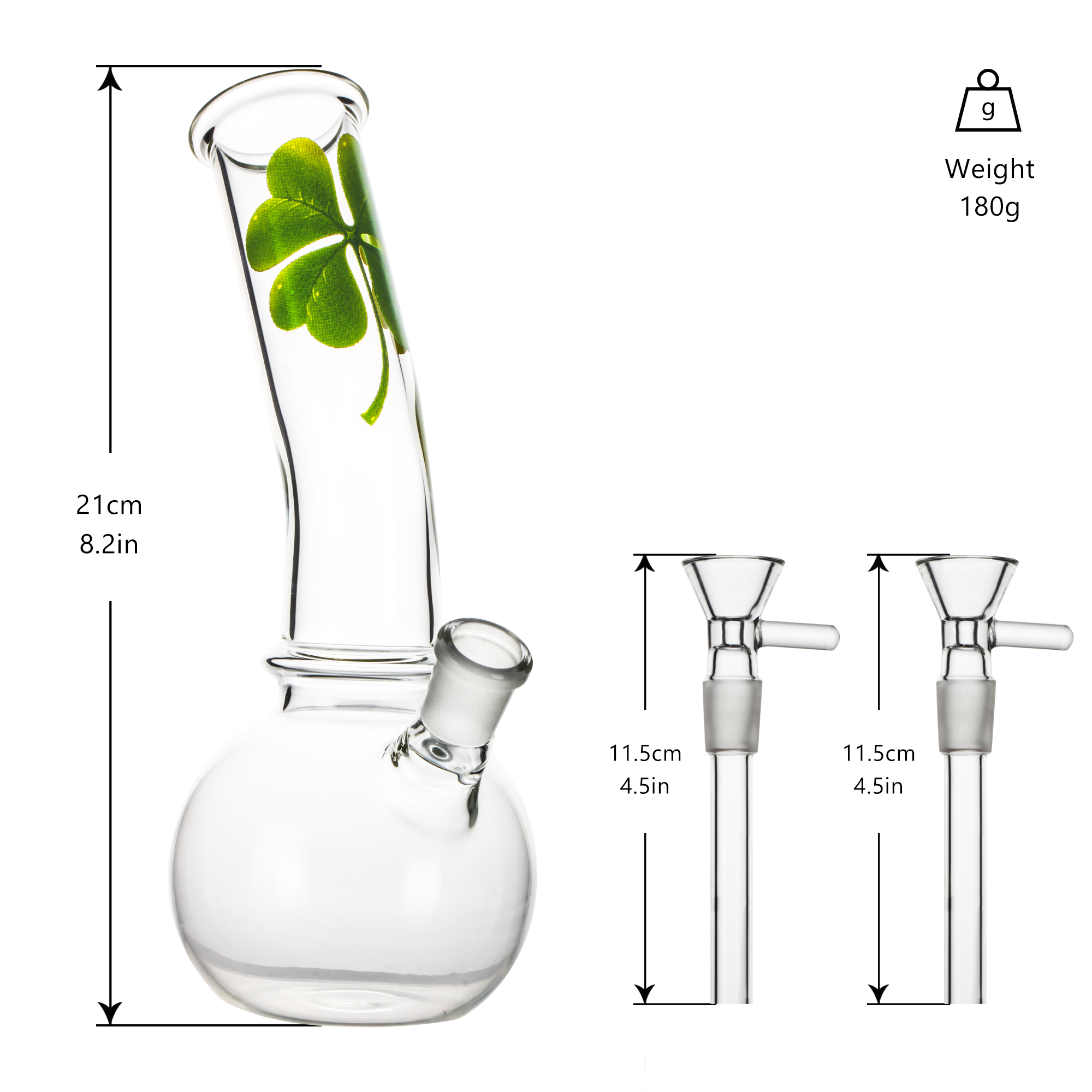 simple good design clover decal glass bong