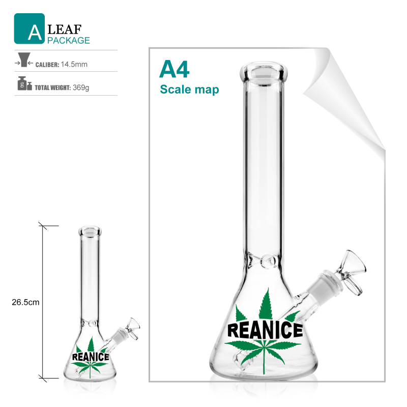 reanice brand green leaves glass beaker bong