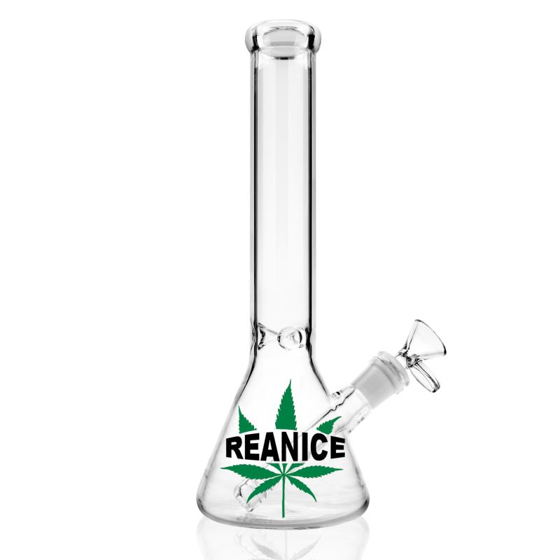 reanice brand green leaves glass beaker bong