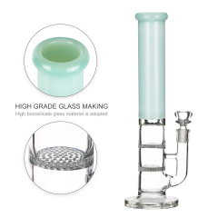 light green half and clear half glass bong