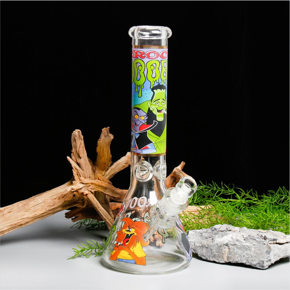 green goast decaled glass water bong