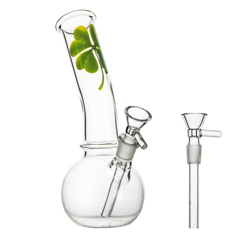 simple good design clover decal glass bong