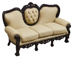 JHC Kingsway Ivory Leather Sofa Set