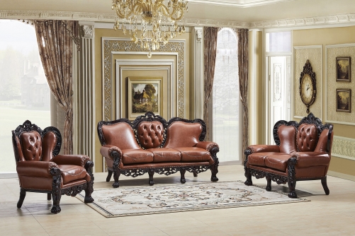JHC Kingsway Brown Leather Sofa Set