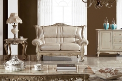 JHC Bamboo White Pearl Leather Sofa Set