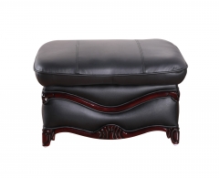 JHC Black Leather Ottoman