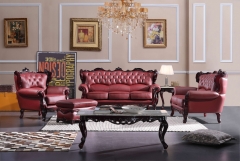 JHC San Carlo Dark Cherry Leather Sofa Set