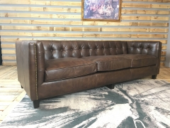 JHS Lancaster Distressed whiskey Leather Sofa
