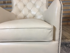 JHS Wellington Antique Ivory Leather Chair