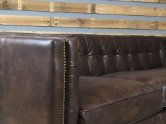 JHS Lancaster Distressed whiskey Leather Sofa