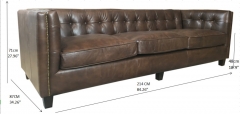 JHS Lancaster Distressed whiskey Leather Sofa