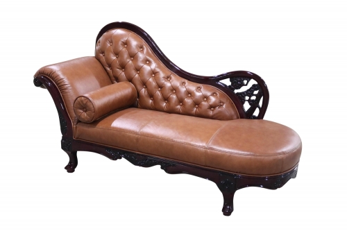 JHC Brown Leather Chaise