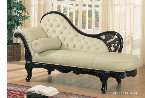 ivory leather chaise lounge