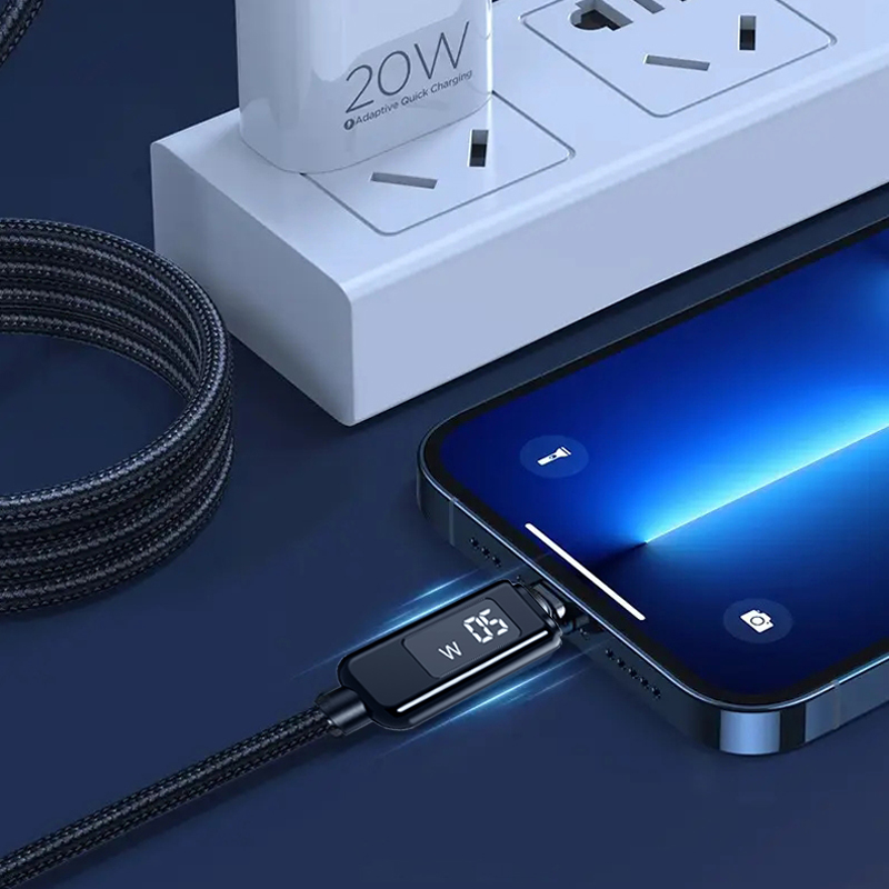 DX203-MPC Lightning·digital display braided fast charging data cable 1M