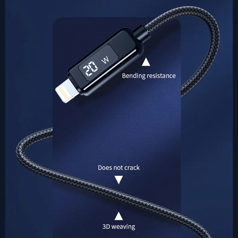 DX203-MPC Lightning·digital display braided fast charging data cable 1M