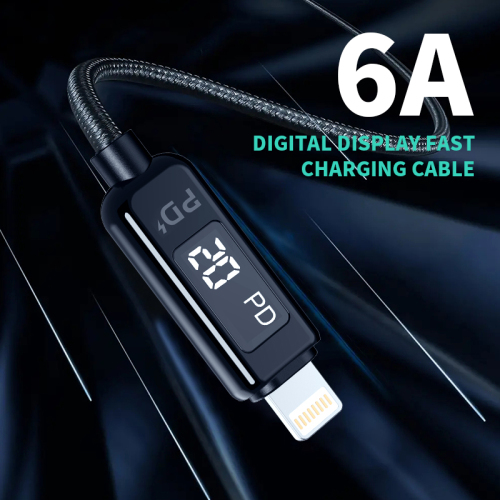 DX203-MPC Lightning·digital display braided fast charging data cable 1M