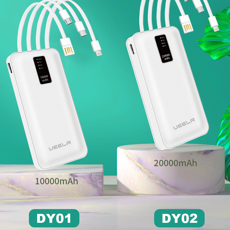 DY02 20000mAh Big Capacity Built in Cables Power Bank