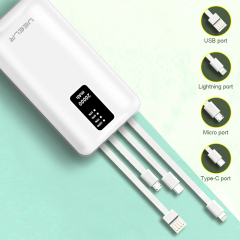 DY02 20000mAh Big Capacity Built in Cables Power Bank