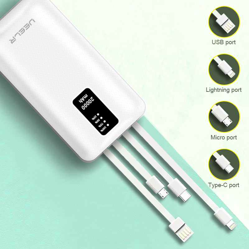 DY02 20000mAh Big Capacity Built in Cables Power Bank