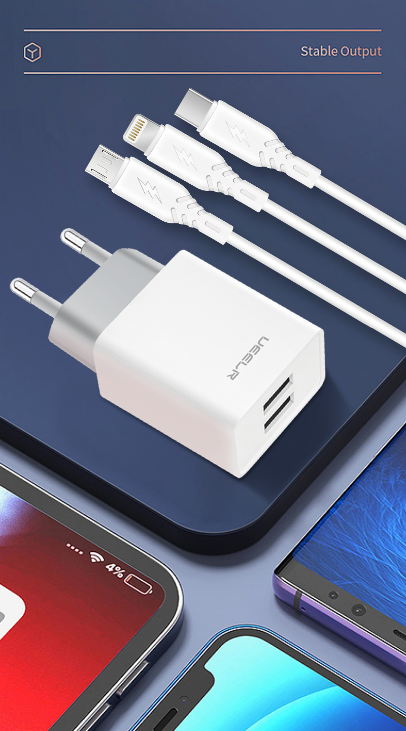 DT03-E 2.4A Smart Security Charger Dual USB Charging