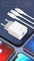 DT03-E 2.4A Smart Security Charger Dual USB Charging