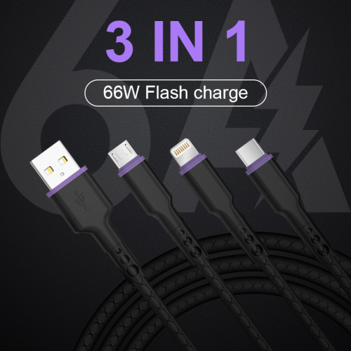 DX225 3 in 1 Liquid soft glue fast charging data cable