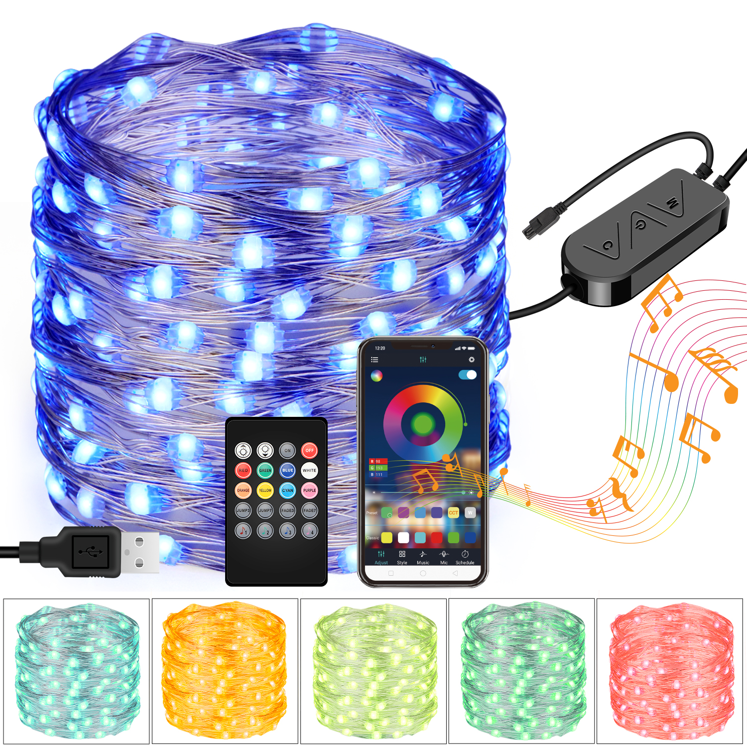 Moobibear Blue USB LED Fairy Lights