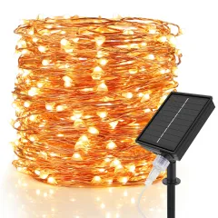 99ft 300 LEDs Warm White Solar Fairy Lights