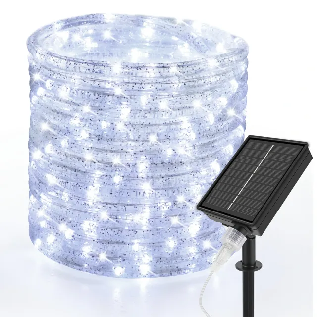 33ft LED Solar Rope Lights Cool White