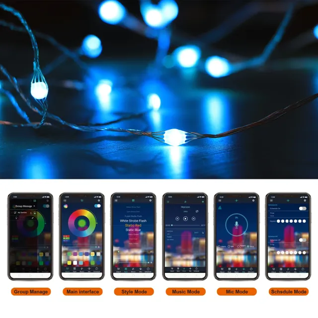 33ft 100 LEDs Bluetooth Color Changing USB Fairy Lights with Remote