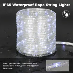 33ft LED Solar Rope Lights Cool White