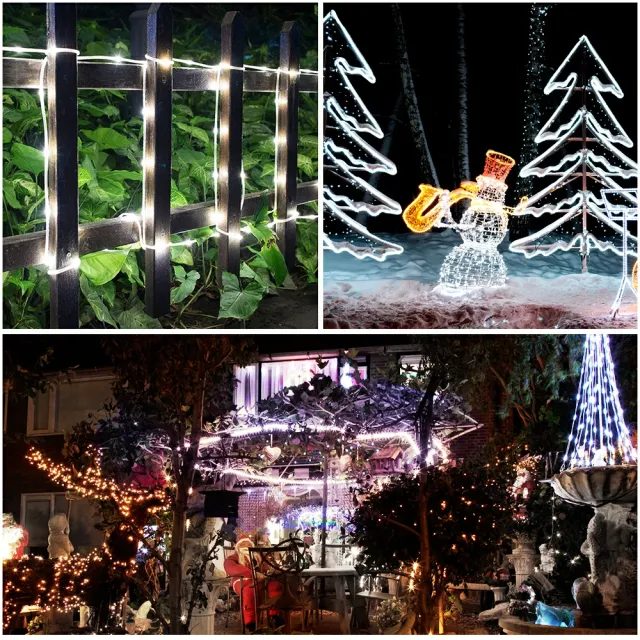 33ft LED Solar Rope Lights Cool White