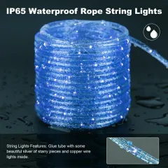 33ft  Blue LED Solar Rope Lights