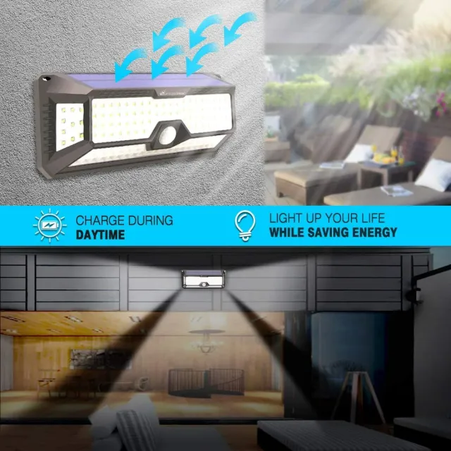 136 LED Wireless Solar Motion Sensor Light Outdoor